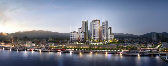 롯데건설이 이달 분양하는 속초 롯데캐슬 인더스카이 야경바다투시도.<롯데건설 제공>